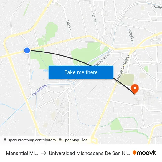 Manantial Mintzita, 2 to Universidad Michoacana De San Nicolas De Hidalgo map