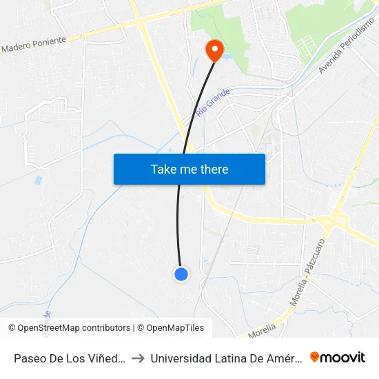 Paseo De Los Viñedos, 470 to Universidad Latina De América (Unla) map