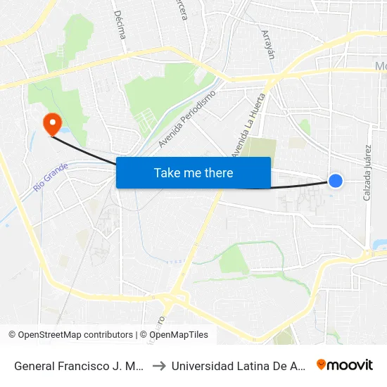 General Francisco J. Múgica, 312_2 to Universidad Latina De América (Unla) map