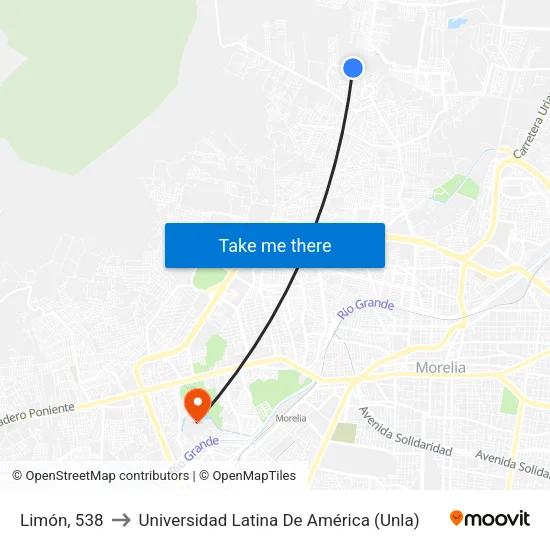 Limón, 538 to Universidad Latina De América (Unla) map
