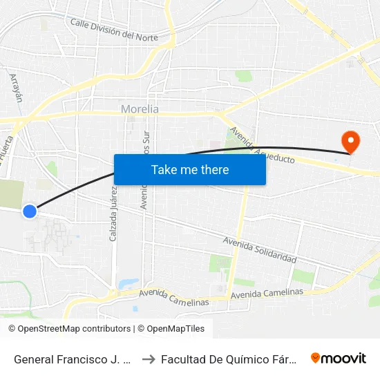 General Francisco J. Múgica, 550 to Facultad De Químico Fármaco-Biología map
