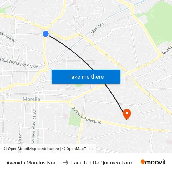 Avenida Morelos Norte, 2151_3 to Facultad De Químico Fármaco-Biología map