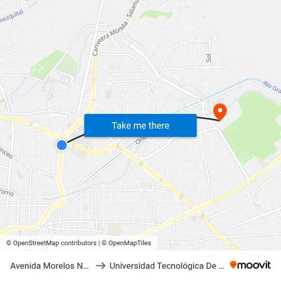 Avenida Morelos Norte, 2151_3 to Universidad Tecnológica De La Construcción map