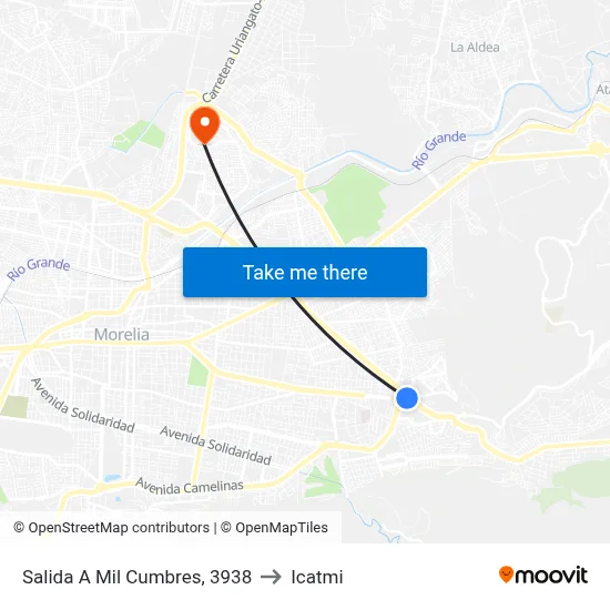 Salida A Mil Cumbres, 3938 to Icatmi map