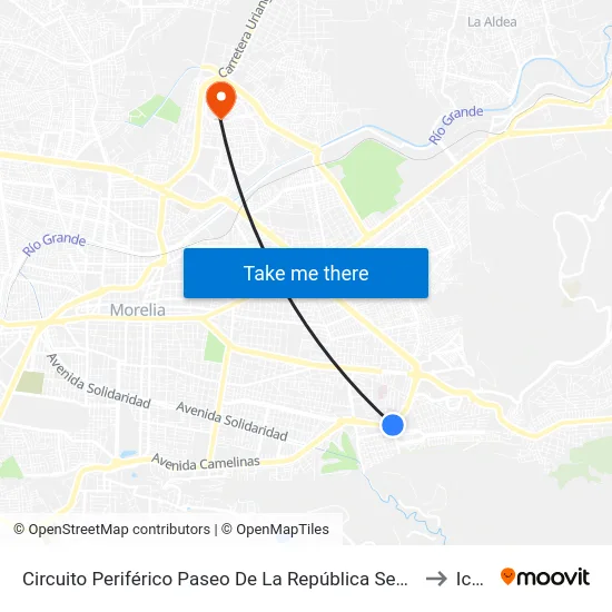 Circuito Periférico Paseo De La República Sector Nueva España, 3311 to Icatmi map
