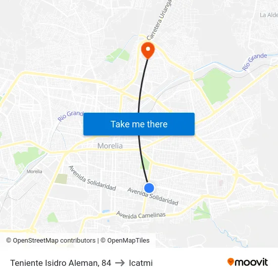 Teniente Isidro Aleman, 84 to Icatmi map