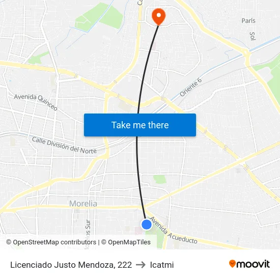 Licenciado Justo Mendoza, 222 to Icatmi map