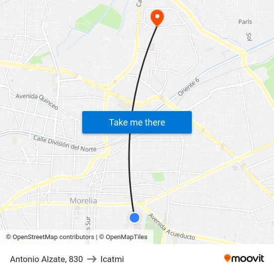 Antonio Alzate, 830 to Icatmi map