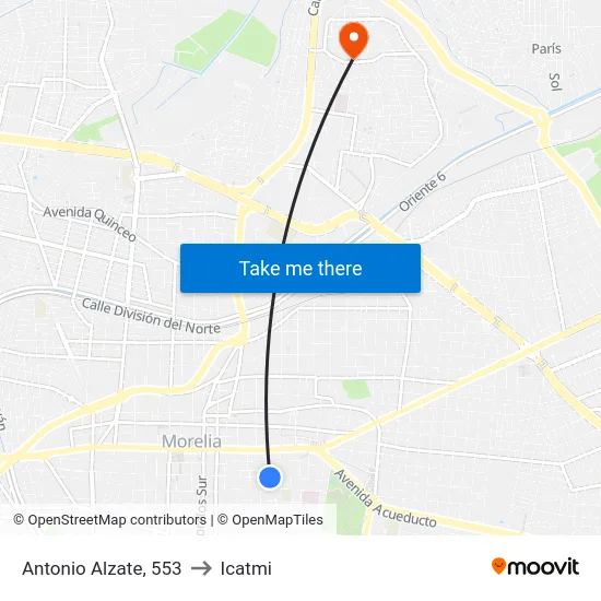 Antonio Alzate, 553 to Icatmi map