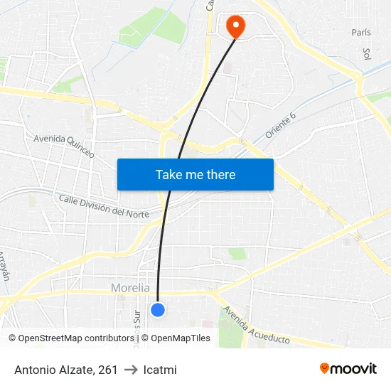 Antonio Alzate, 261 to Icatmi map