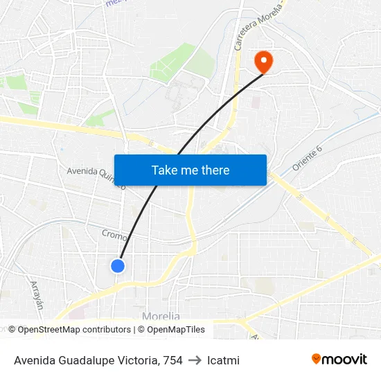 Avenida Guadalupe Victoria, 754 to Icatmi map