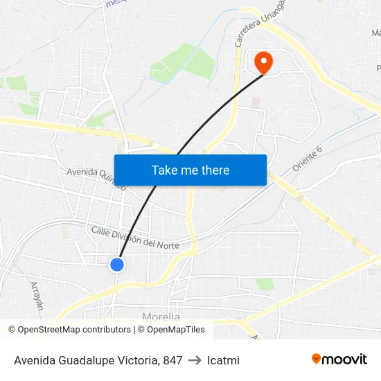 Avenida Guadalupe Victoria, 847 to Icatmi map
