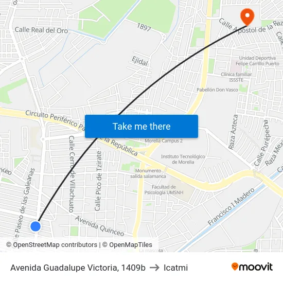 Avenida Guadalupe Victoria, 1409b to Icatmi map