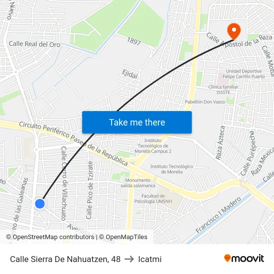 Calle Sierra De Nahuatzen, 48 to Icatmi map