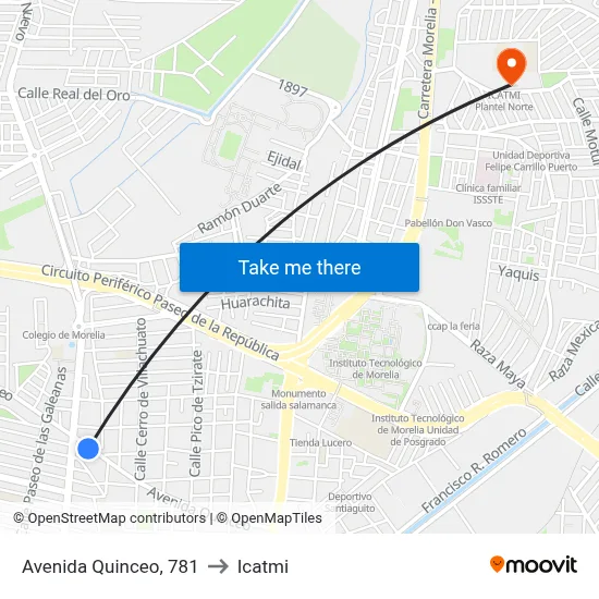 Avenida Quinceo, 781 to Icatmi map