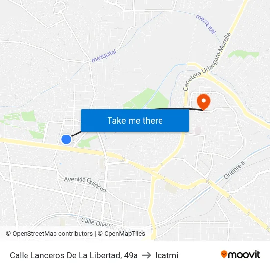 Calle Lanceros De La Libertad, 49a to Icatmi map