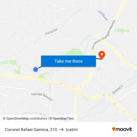 Coronel Rafael Garnica, 210 to Icatmi map