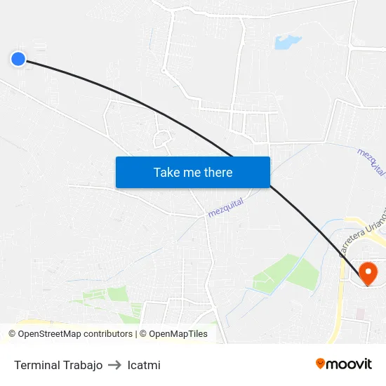Terminal Trabajo to Icatmi map