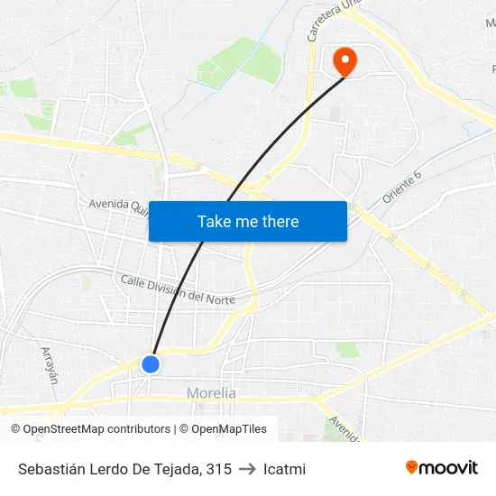 Sebastián Lerdo De Tejada, 315 to Icatmi map