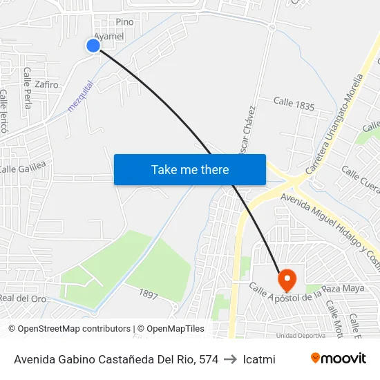 Avenida Gabino Castañeda Del Rio, 574 to Icatmi map
