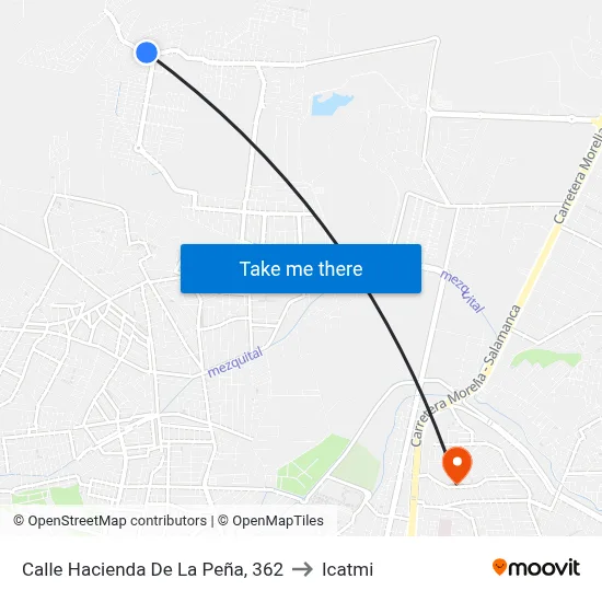 Calle Hacienda De La Peña, 362 to Icatmi map