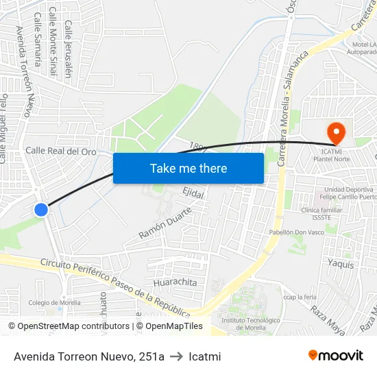 Avenida Torreon Nuevo, 251a to Icatmi map