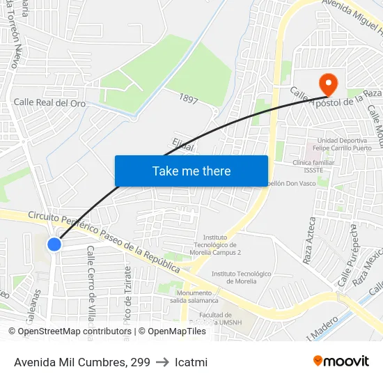Avenida Mil Cumbres, 299 to Icatmi map