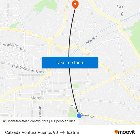 Calzada Ventura Puente, 90 to Icatmi map