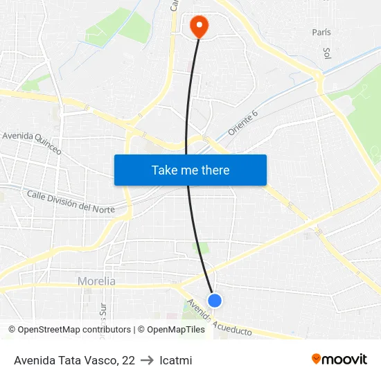 Avenida Tata Vasco, 22 to Icatmi map