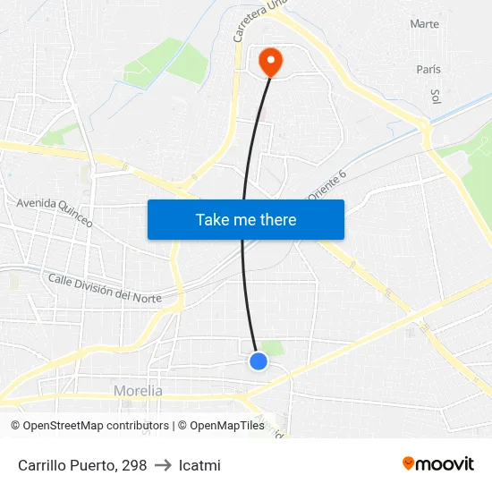 Carrillo Puerto, 298 to Icatmi map