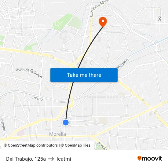 Del Trabajo, 125a to Icatmi map