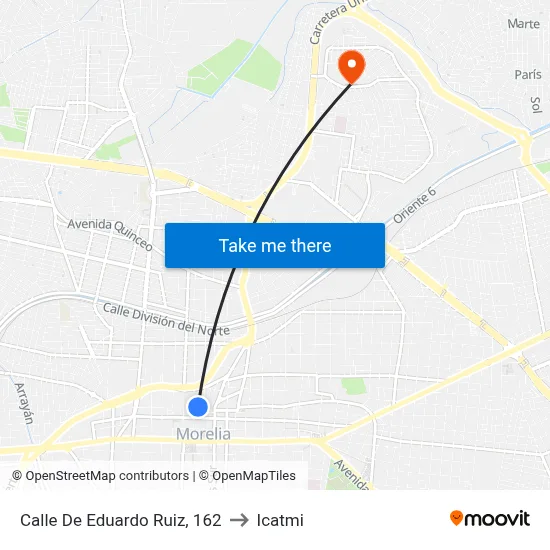 Calle De Eduardo Ruiz, 162 to Icatmi map