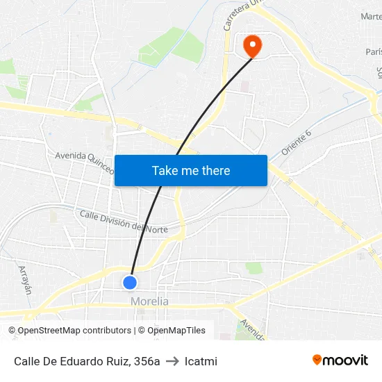 Calle De Eduardo Ruiz, 356a to Icatmi map