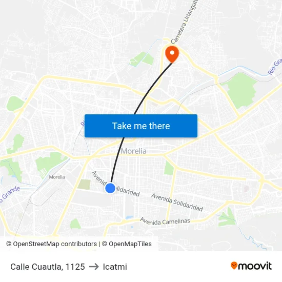 Calle Cuautla, 1125 to Icatmi map