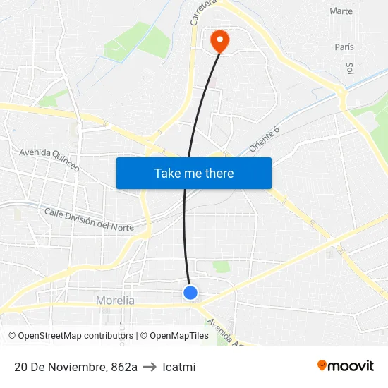 20 De Noviembre, 862a to Icatmi map