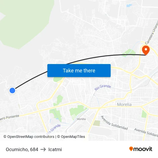 Ocumicho, 684 to Icatmi map