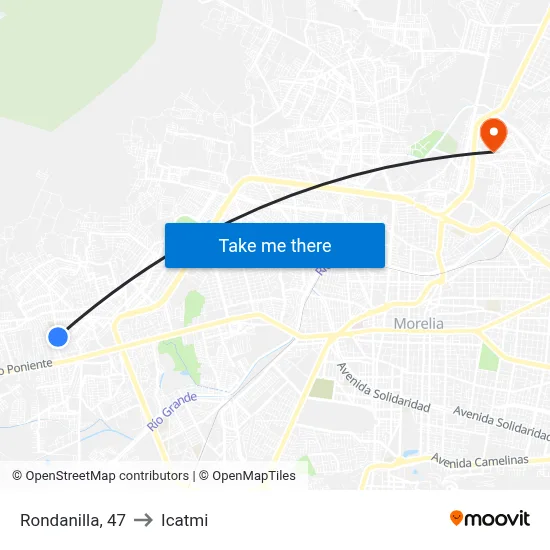 Rondanilla, 47 to Icatmi map