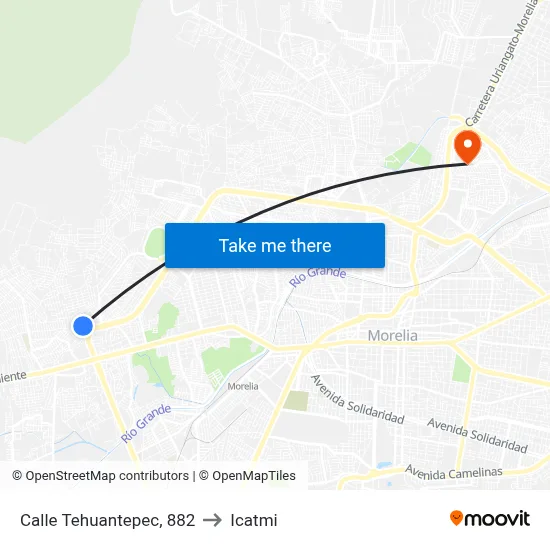 Calle Tehuantepec, 882 to Icatmi map