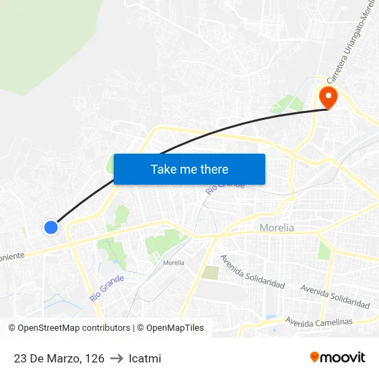 23 De Marzo, 126 to Icatmi map