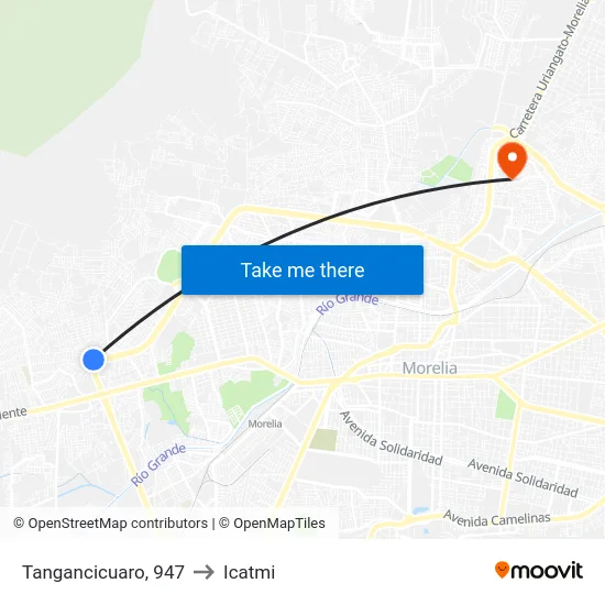 Tangancicuaro, 947 to Icatmi map