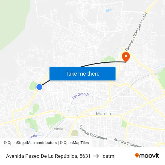 Avenida Paseo De La República, 5631 to Icatmi map