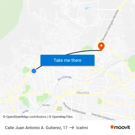 Calle Juan Antonio A. Gutierez, 17 to Icatmi map