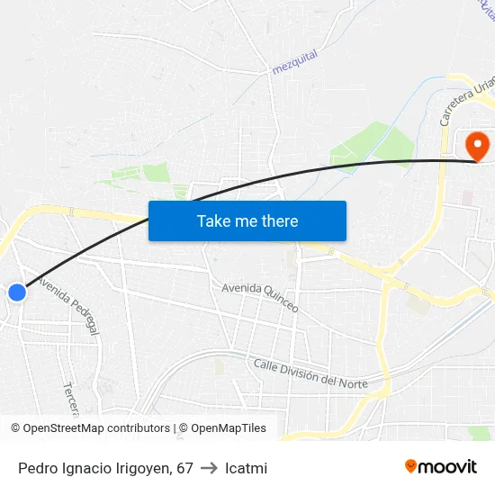 Pedro Ignacio Irigoyen, 67 to Icatmi map