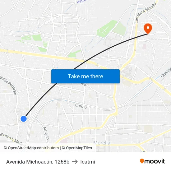 Avenida Michoacán, 1268b to Icatmi map
