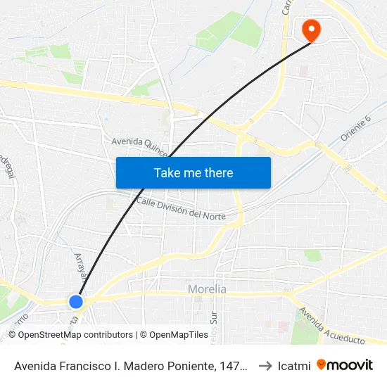 Avenida Francisco I. Madero Poniente, 1476b to Icatmi map