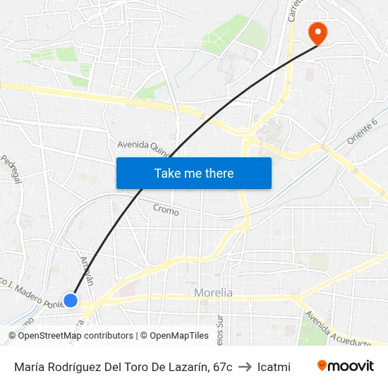 María Rodríguez Del Toro De Lazarín, 67c to Icatmi map