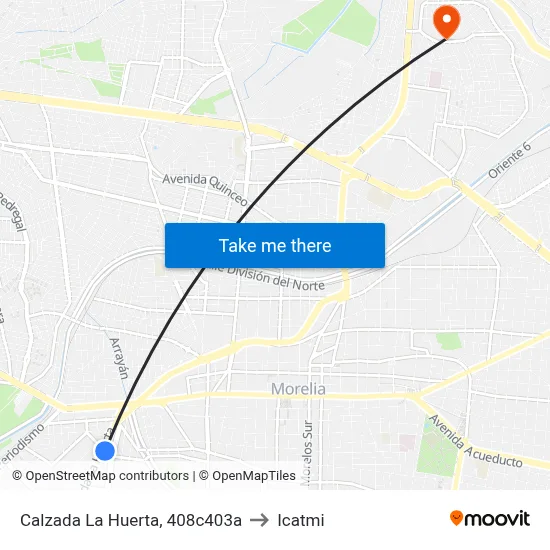 Calzada La Huerta, 408c403a to Icatmi map