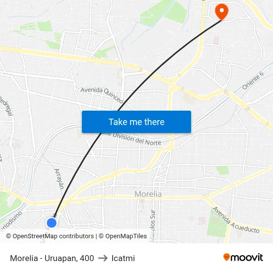 Morelia - Uruapan, 400 to Icatmi map