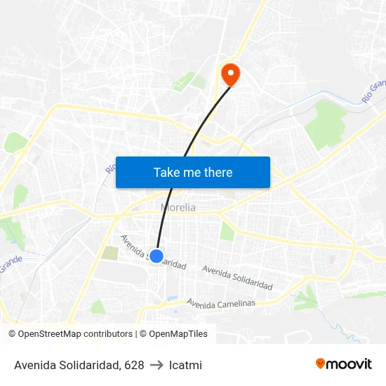 Avenida Solidaridad, 628 to Icatmi map