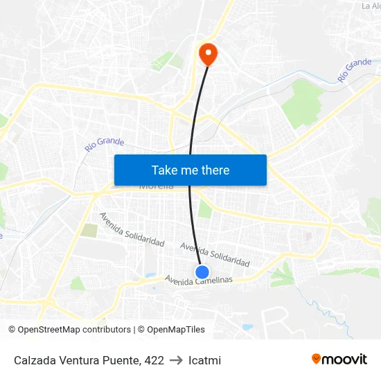 Calzada Ventura Puente, 422 to Icatmi map